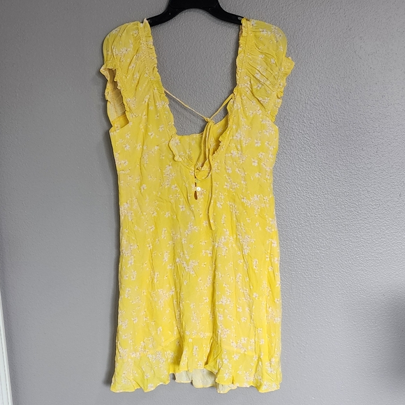 SOPHIE RUE FLORAL YELLOW MINI DRESS/ L - Picture 3 of 12